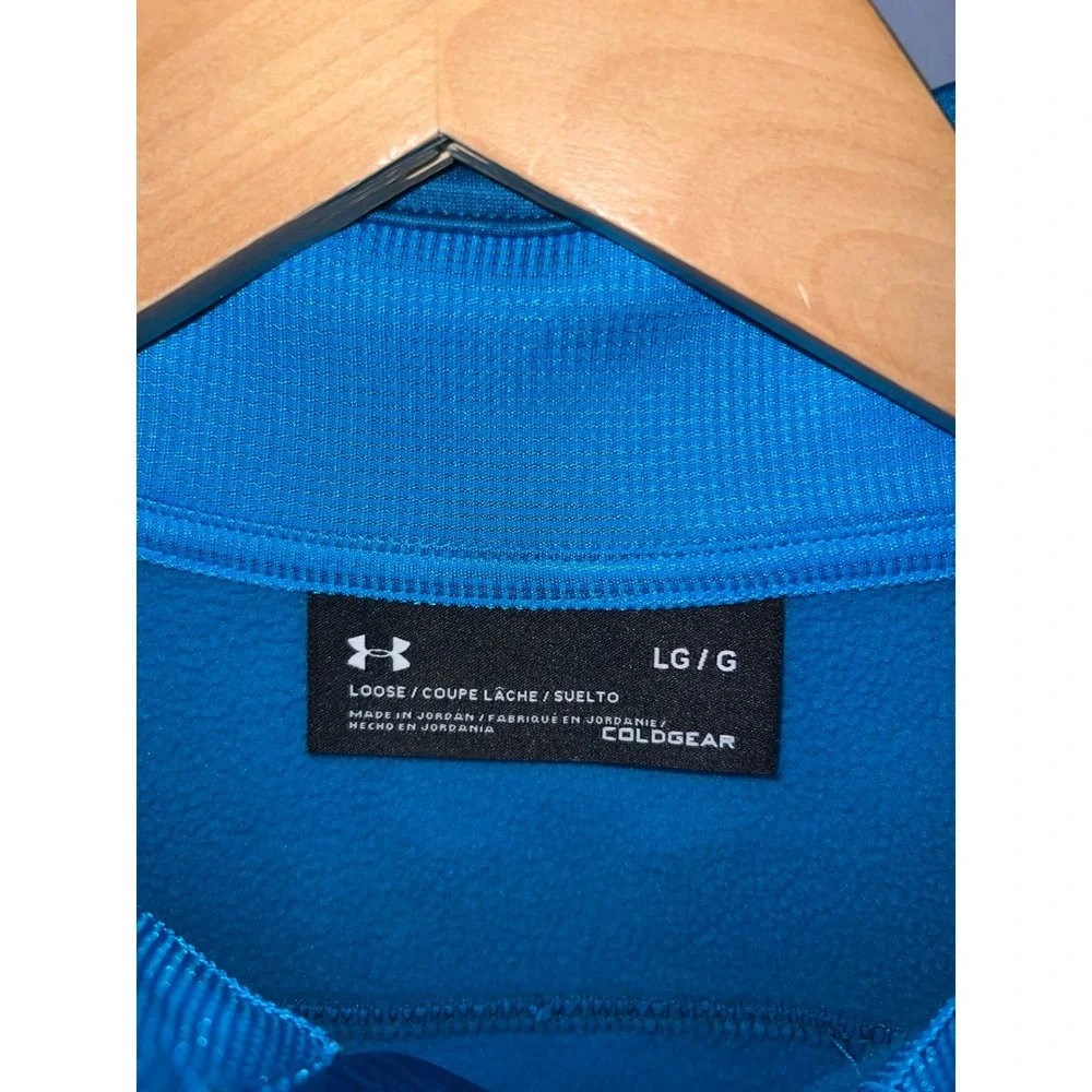 Under Armour Mens ColdGear 1/4 Zip Pullover Blue Space Dye Loose Fit Large LG
